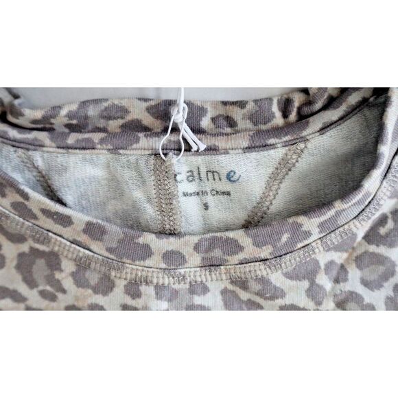 Calme x Johnny Was Women's Sz S Animal Print Boxy Crew Neck Shirt Blouse $68 - Picture 3 of 6